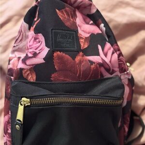 Herschel Supply Company Black and Pink Floral Backpack